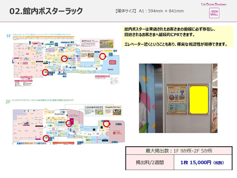 モール内広告 館内ポスターラック(エレベーター)1