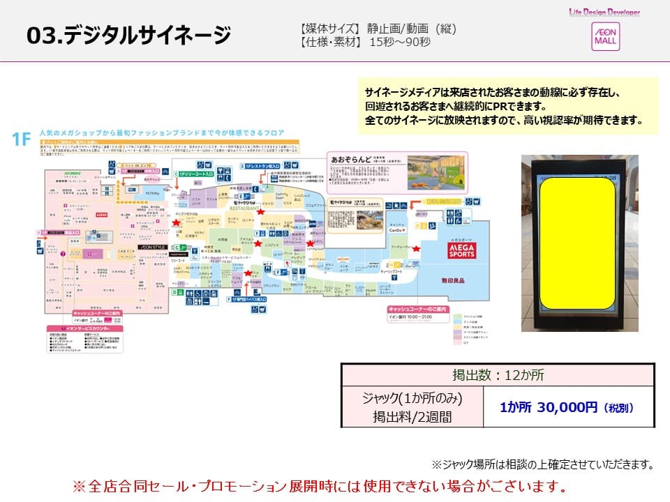 モール内広告 デジタルサイネージ(サブ通路)1