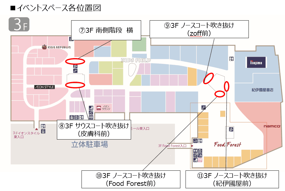 ⑩ノースコート吹き抜け(Food Forest前)