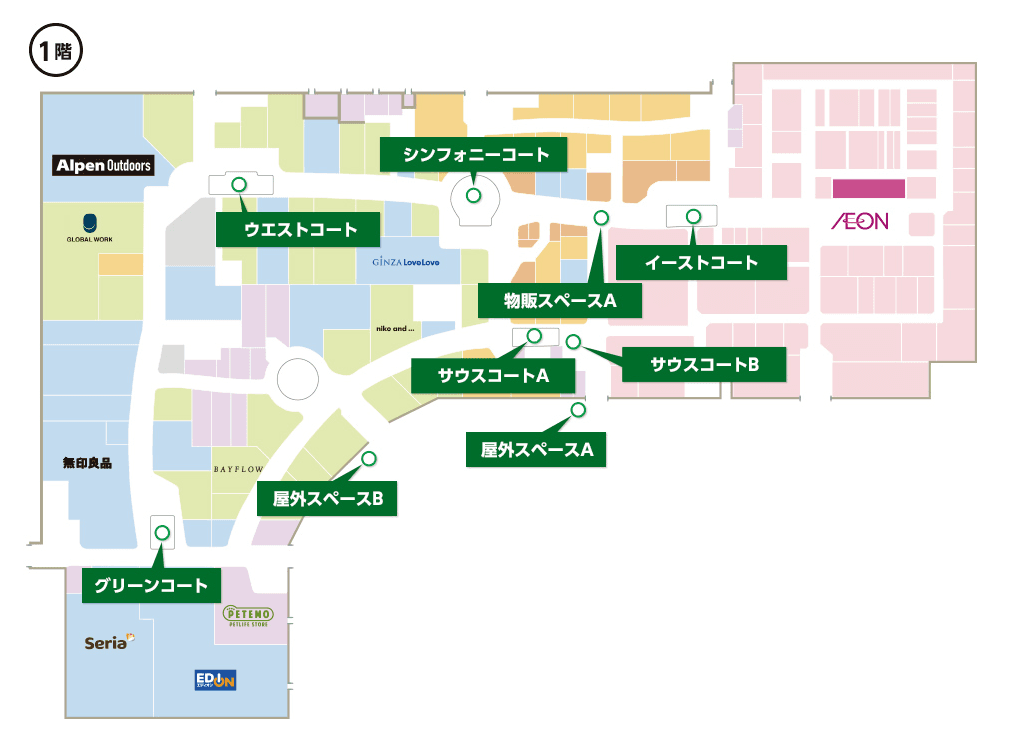 1F サウスコートB(そじ坊前)の図面・フロアマップ