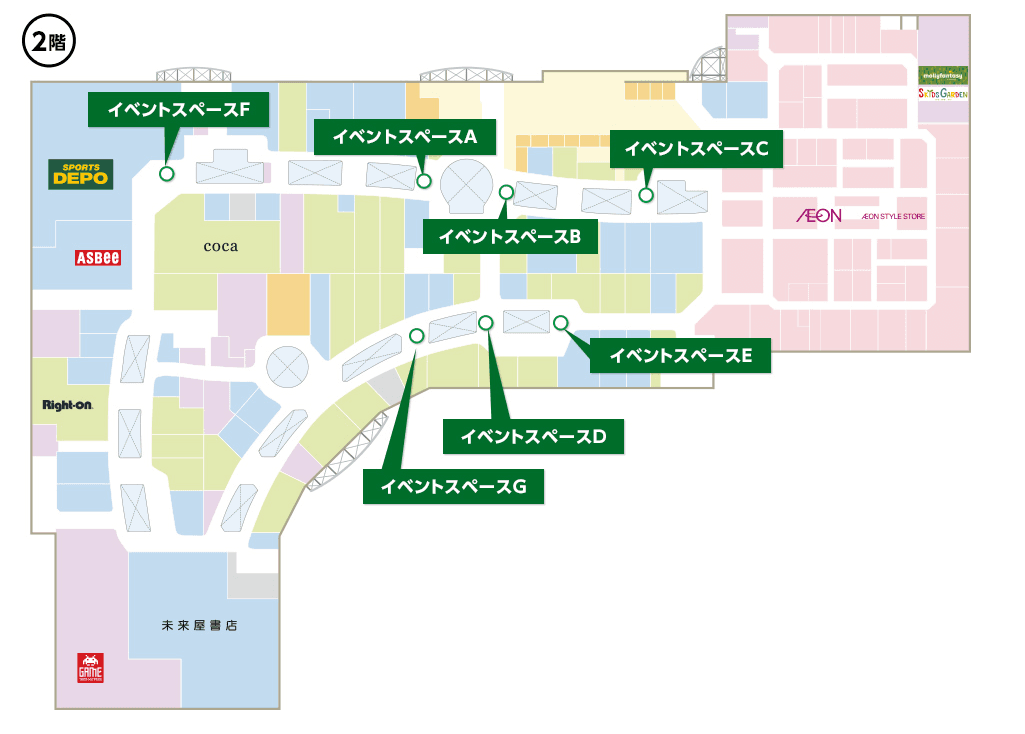 2F イベントスペースG(ワンポイント前)の図面・フロアマップ