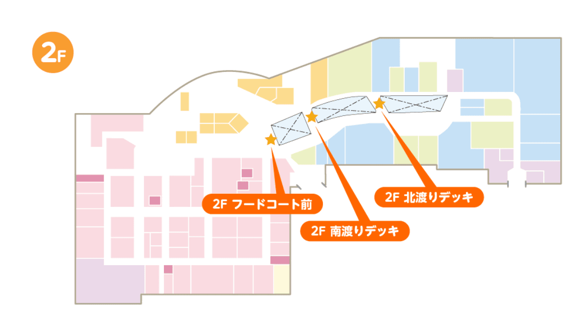 2F フードコート前の図面・フロアマップ