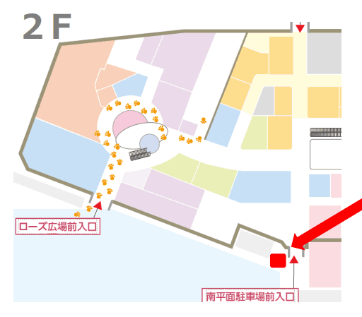 南平面駐車場側出入口の図面・フロアマップ