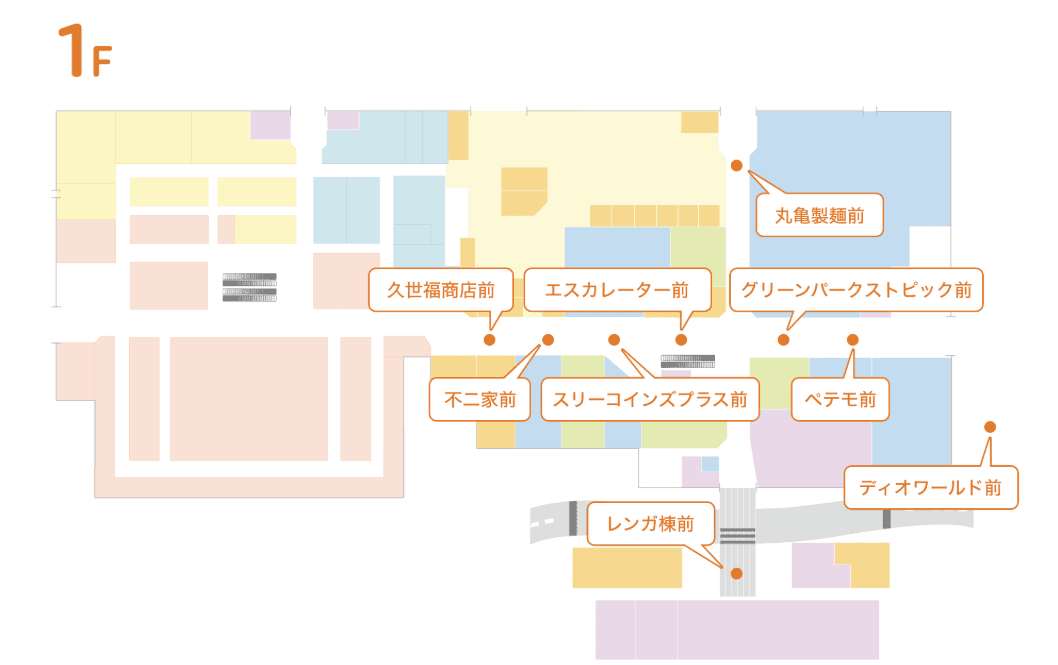 1Fエスカレーター前の図面・フロアマップ