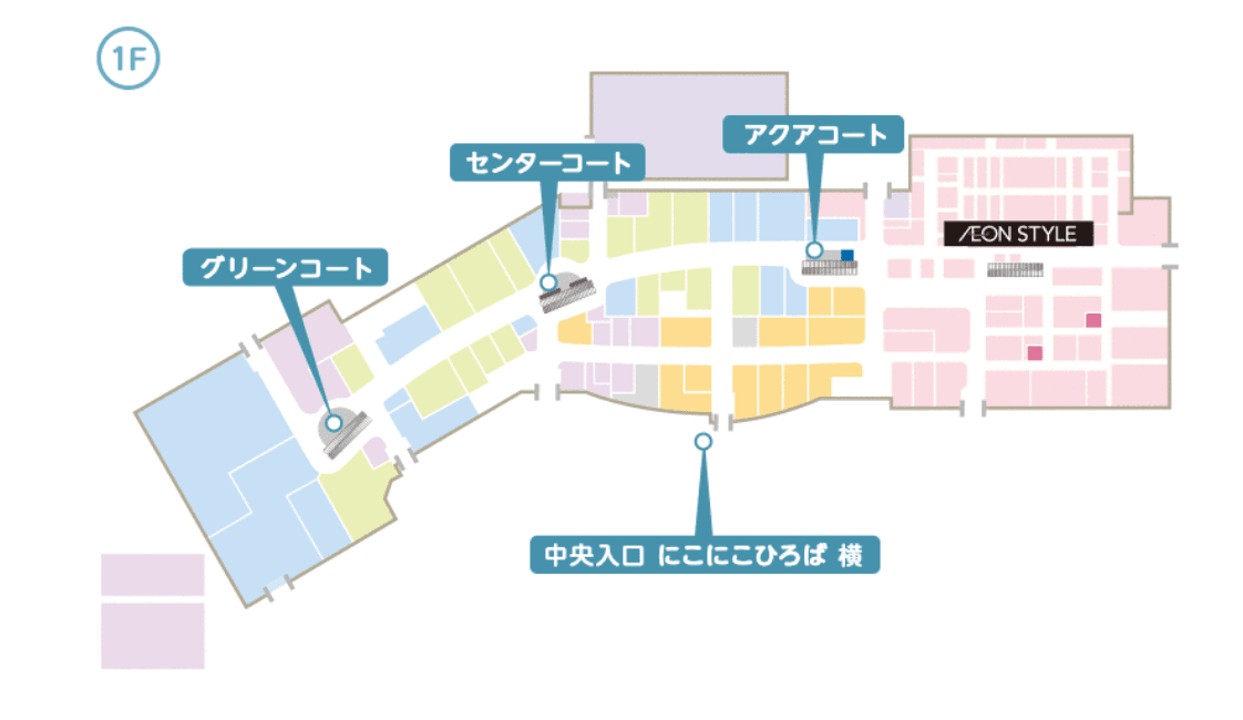中央入口にこにこ広場横(屋外)の図面・フロアマップ