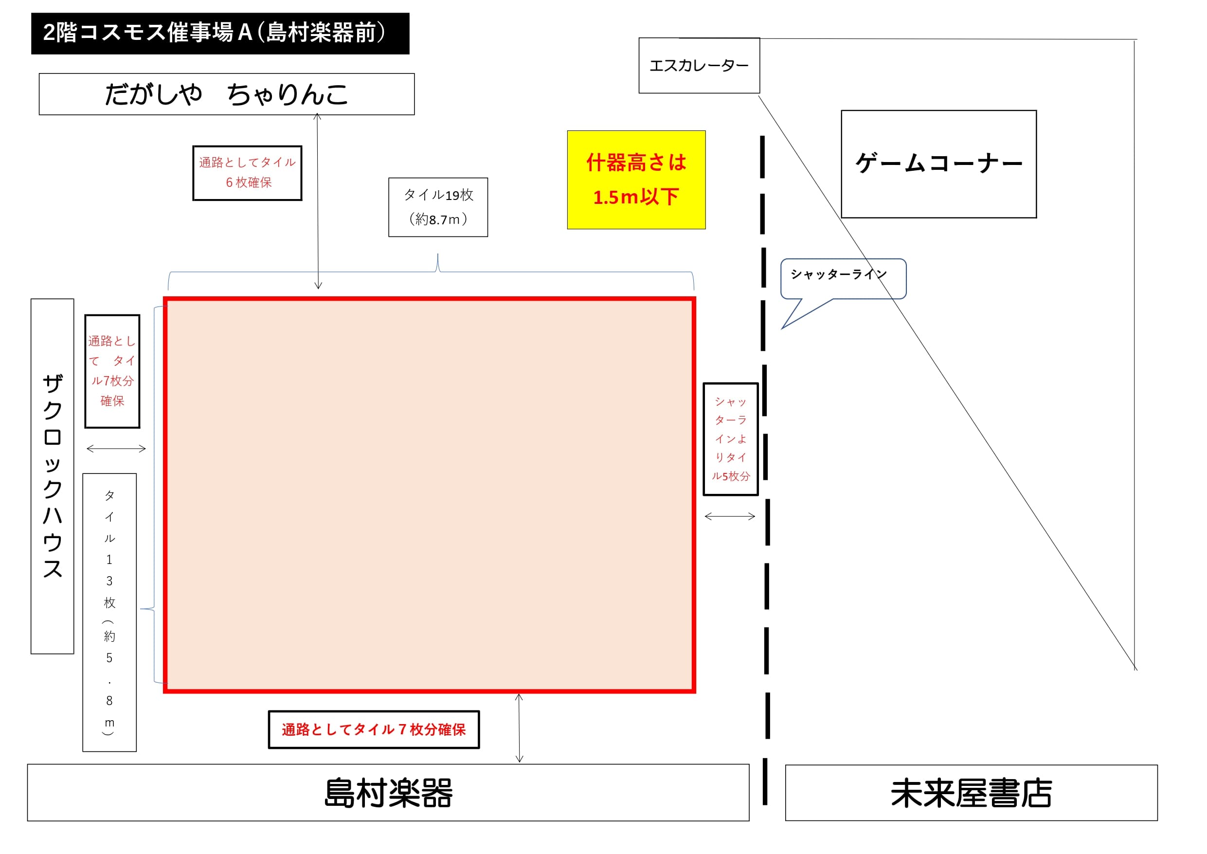 コスモス催事場Aの図面・フロアマップ