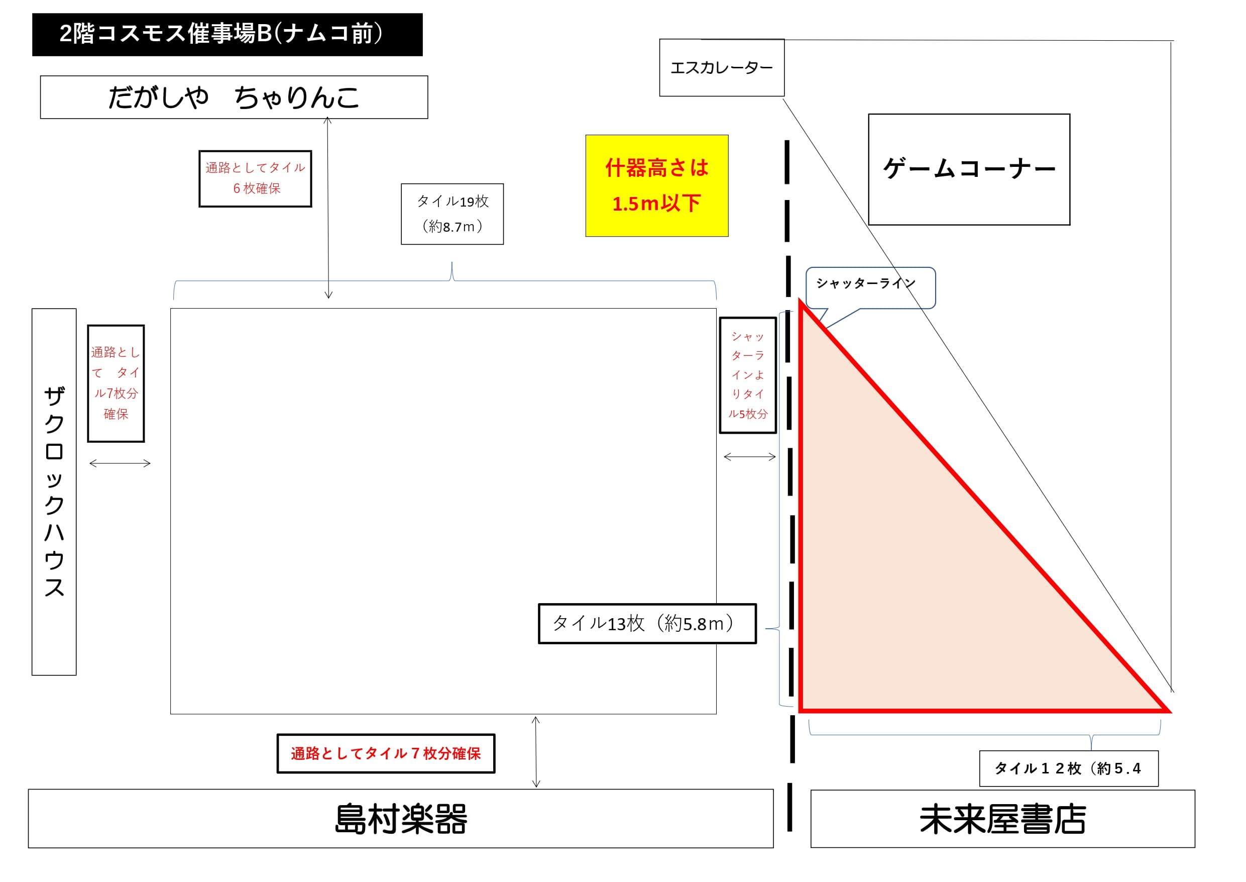コスモス催事場Bの図面・フロアマップ