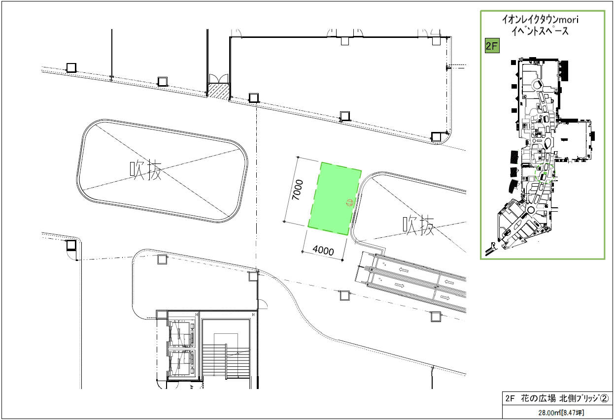 2F 花の広場北側ブリッジ②の図面・フロアマップ
