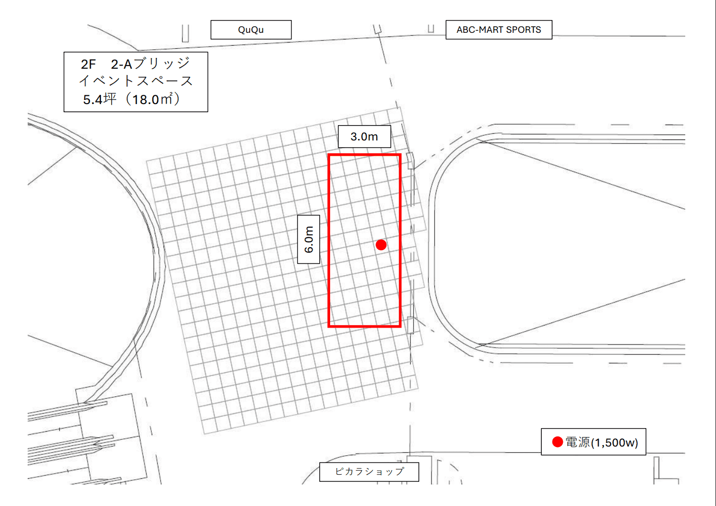 2ーAブリッジ(ピカラショップ前)の図面・フロアマップ1