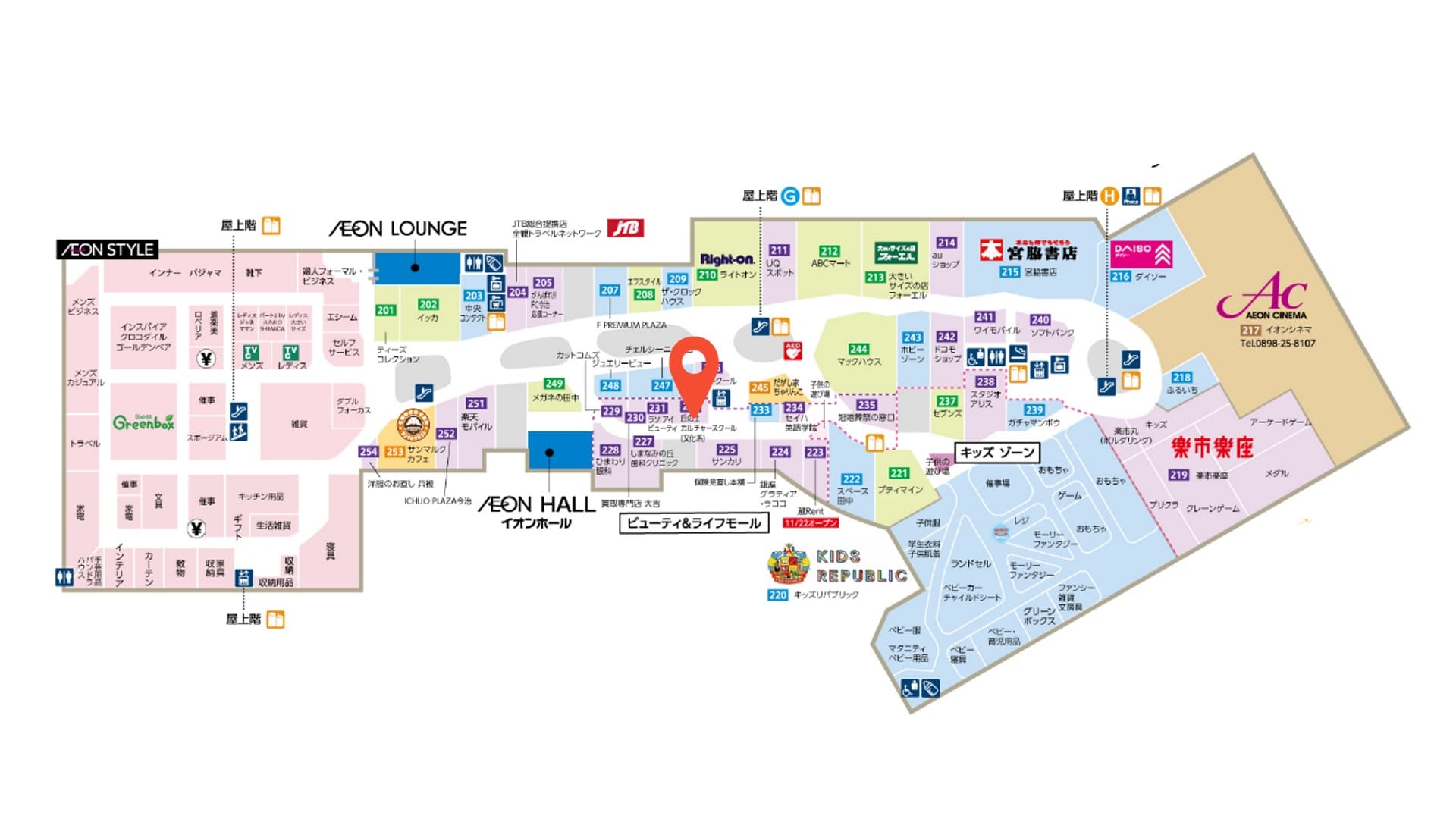 【2048区画】カルチャー教室やサービス業種が集積したゾーンの図面・フロアマップ1