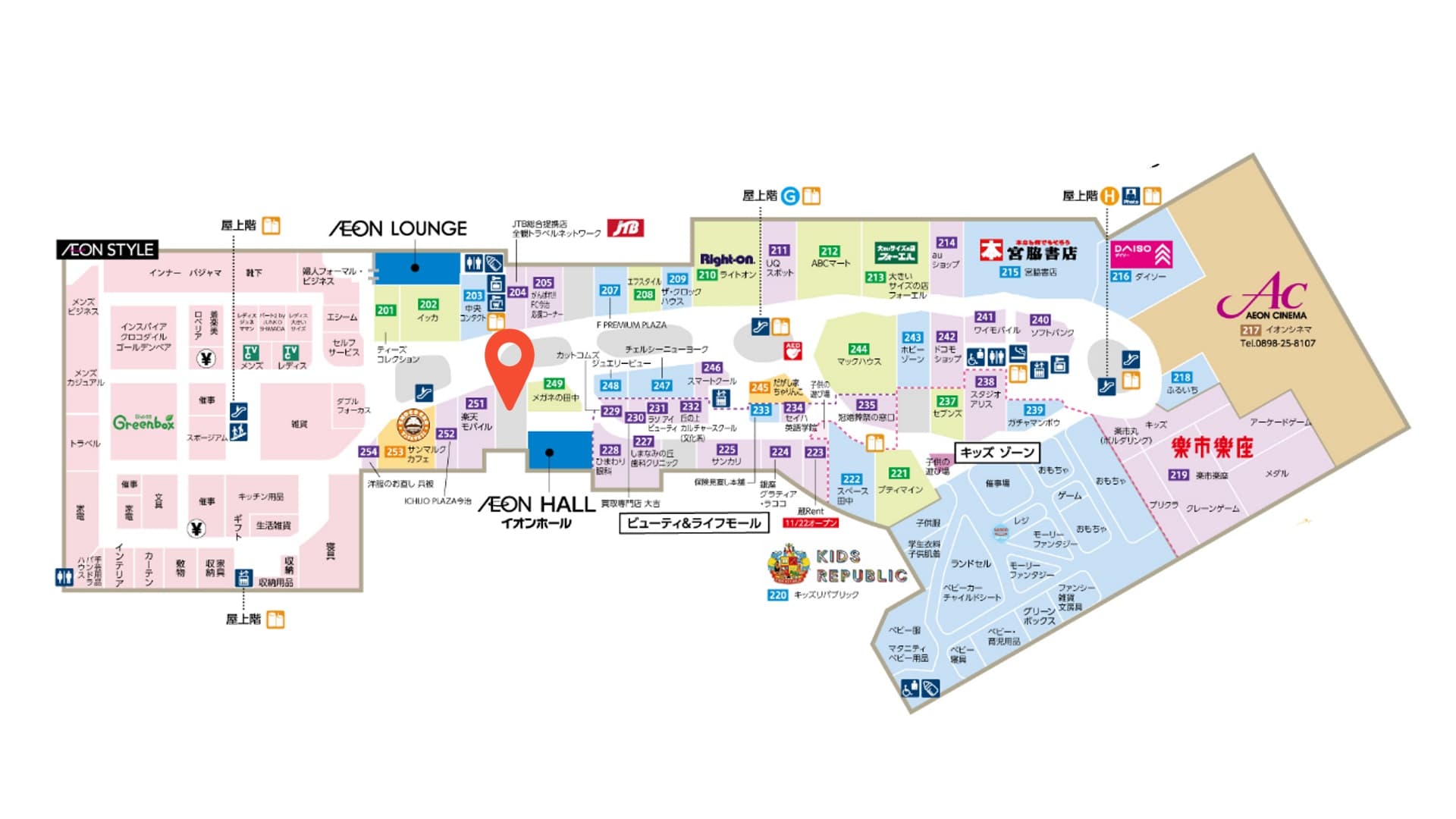 【2056区画】メイン導線沿い、イオン生活用品売り場も近いスペースの図面・フロアマップ1